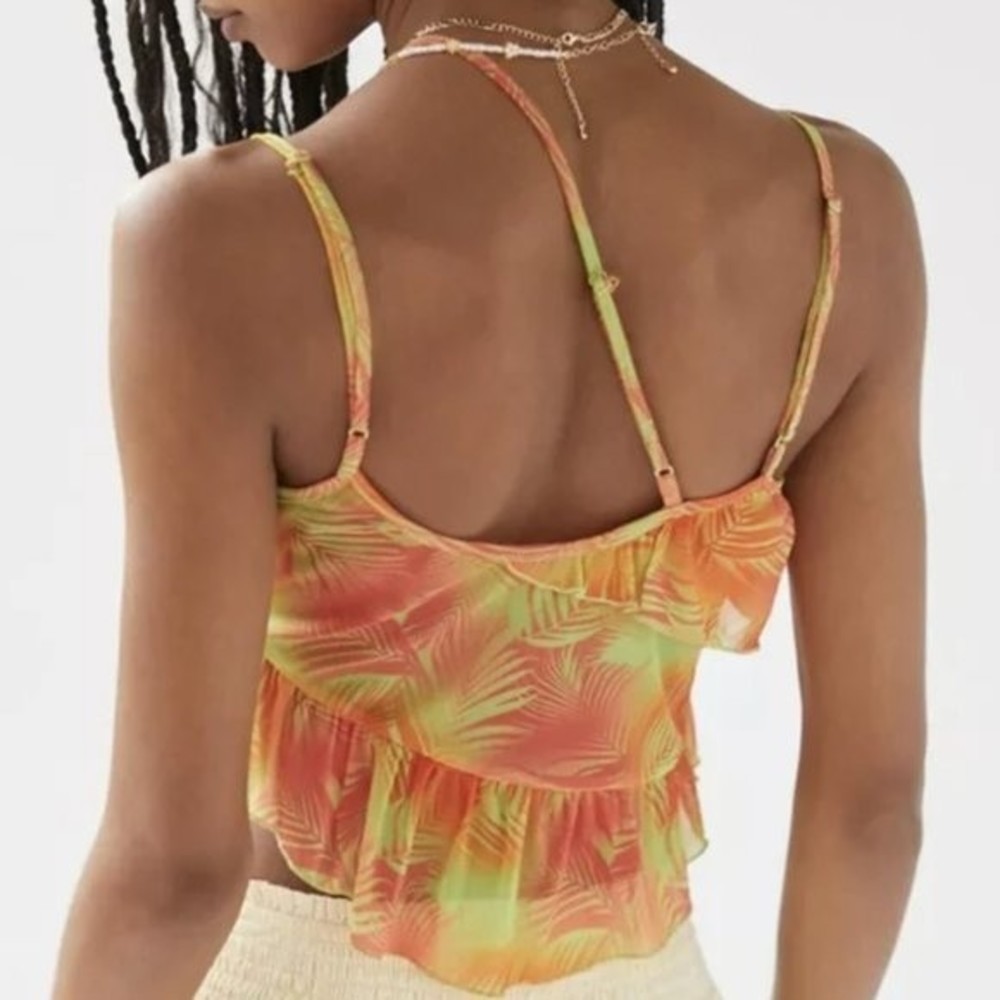 NWT Urban Outfitters - Mesh Tropical Palm Tank Top - Picture 5 of 7